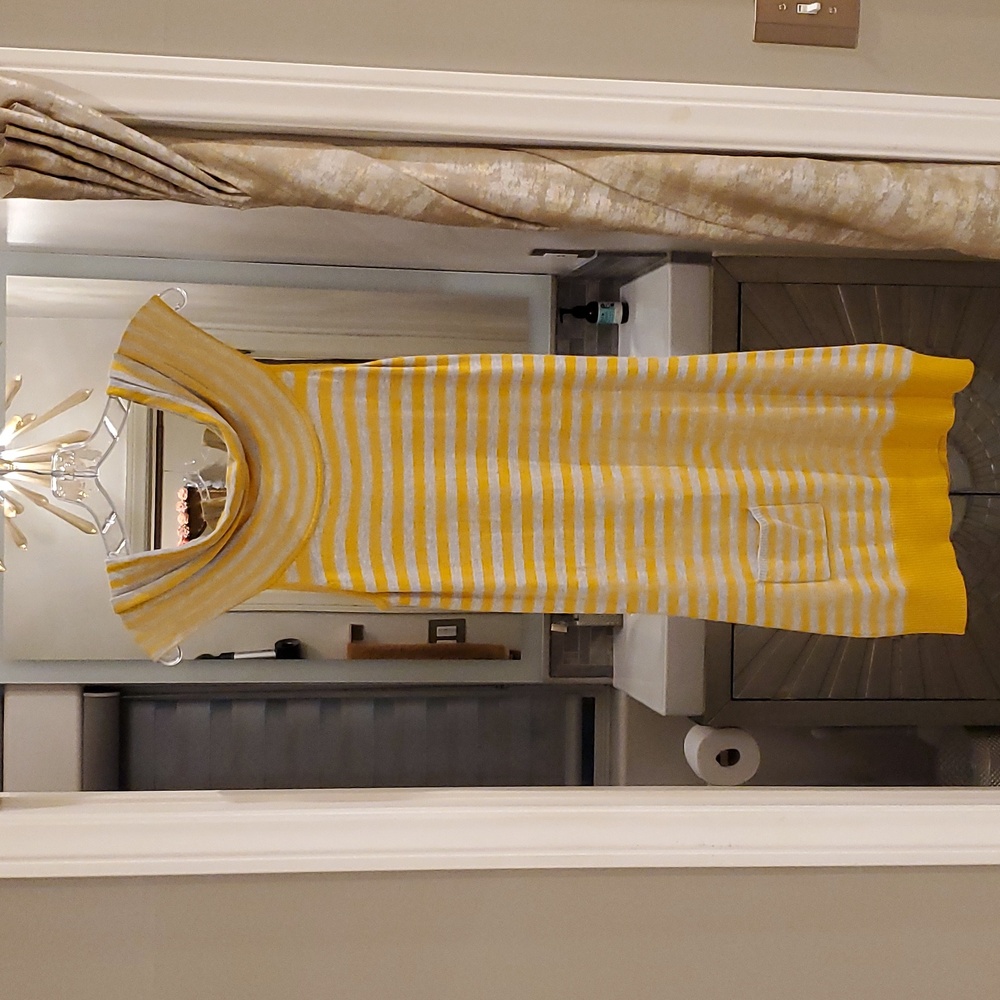 🌞Dolce Sweaters Dress🌞Cowl Neck🌞Mustard Striped🌞Fitted Super Soft🌞Sexy BoHo